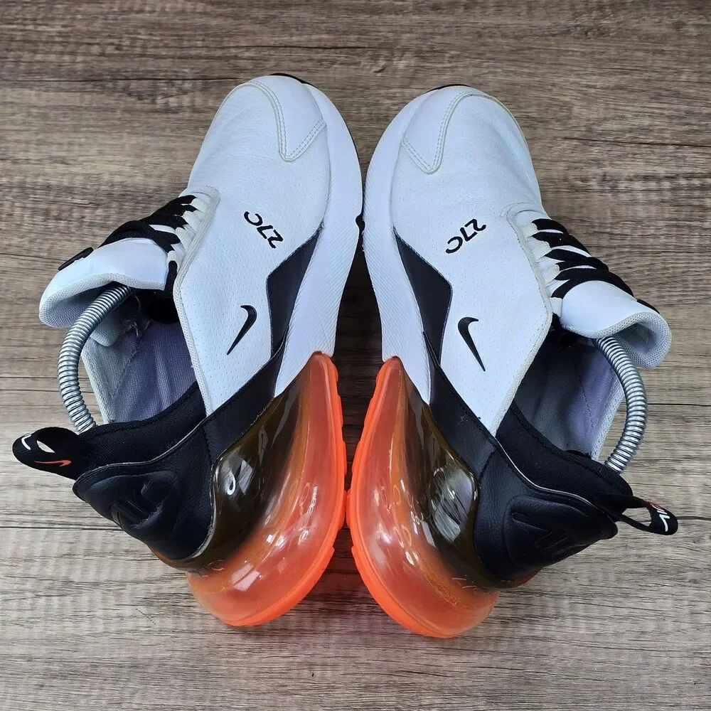 Nike Air Max 270 Leather Men's Size 9 White Black Running Shoes (BQ6171-100)